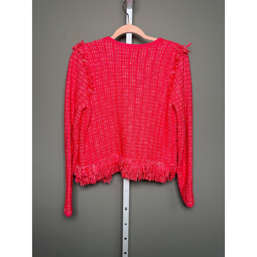 Lilly Pulitzer Simora Fringe Cardigan Spicy Coral Exotic Tweed S‎ Preppy Coastal - Picture 8 of 8